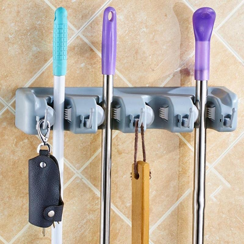 VIO Broom and Mop Holder Wall Mount, Broom Holder Wall Mounted, Mop Holder, Cleaning Supplies Organizer, Broom Hanger and Tool Rack for Home, Kitchen, Bathroom