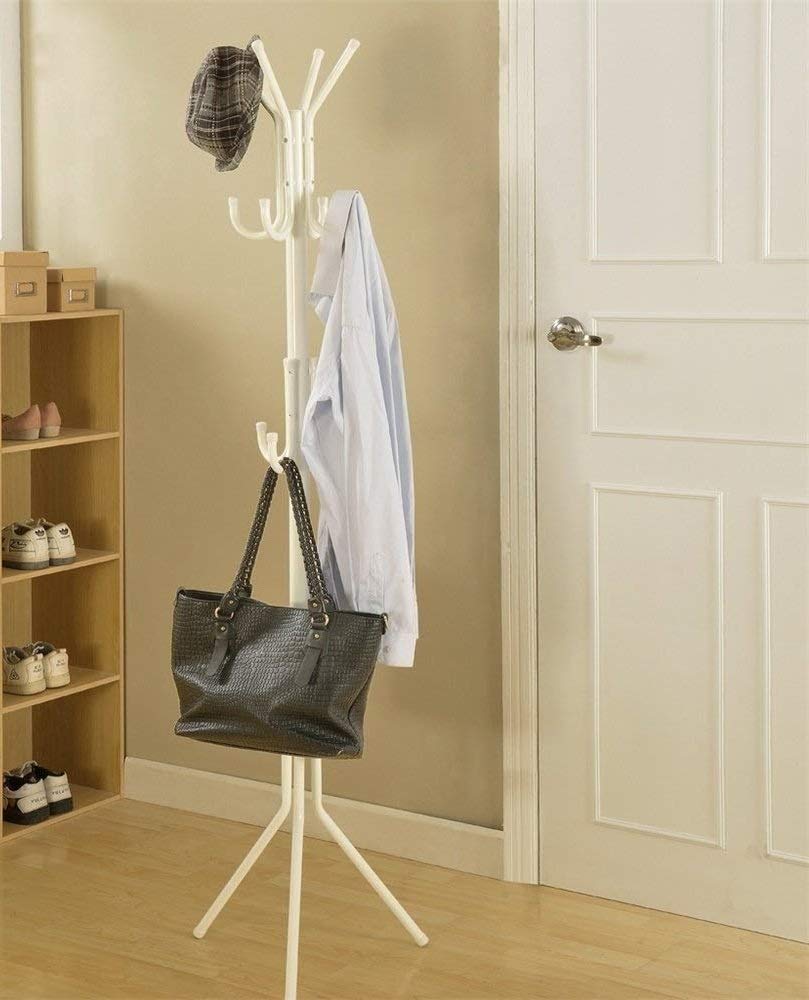 VIO Standing Metal Coat Rack Hat Hanger 11 Hook For Jacket, Purse, Scarf Rack, Umbrella Tree Stand (Black)