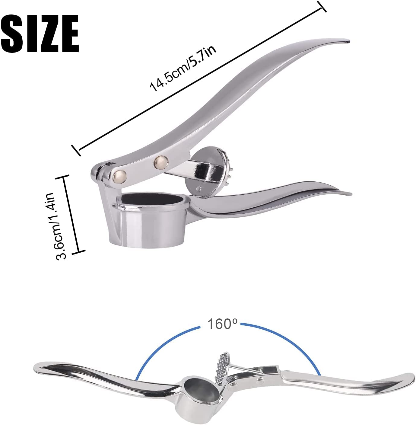 Vio Professional Kitchen Garlic Press, Garlic Mincer Ginger Crusher, Peeler Squeezer Heavy Duty Garlic Presser,Garlic Crush, User-Friendly Garlic Chopper, Easy to Clean and Durable