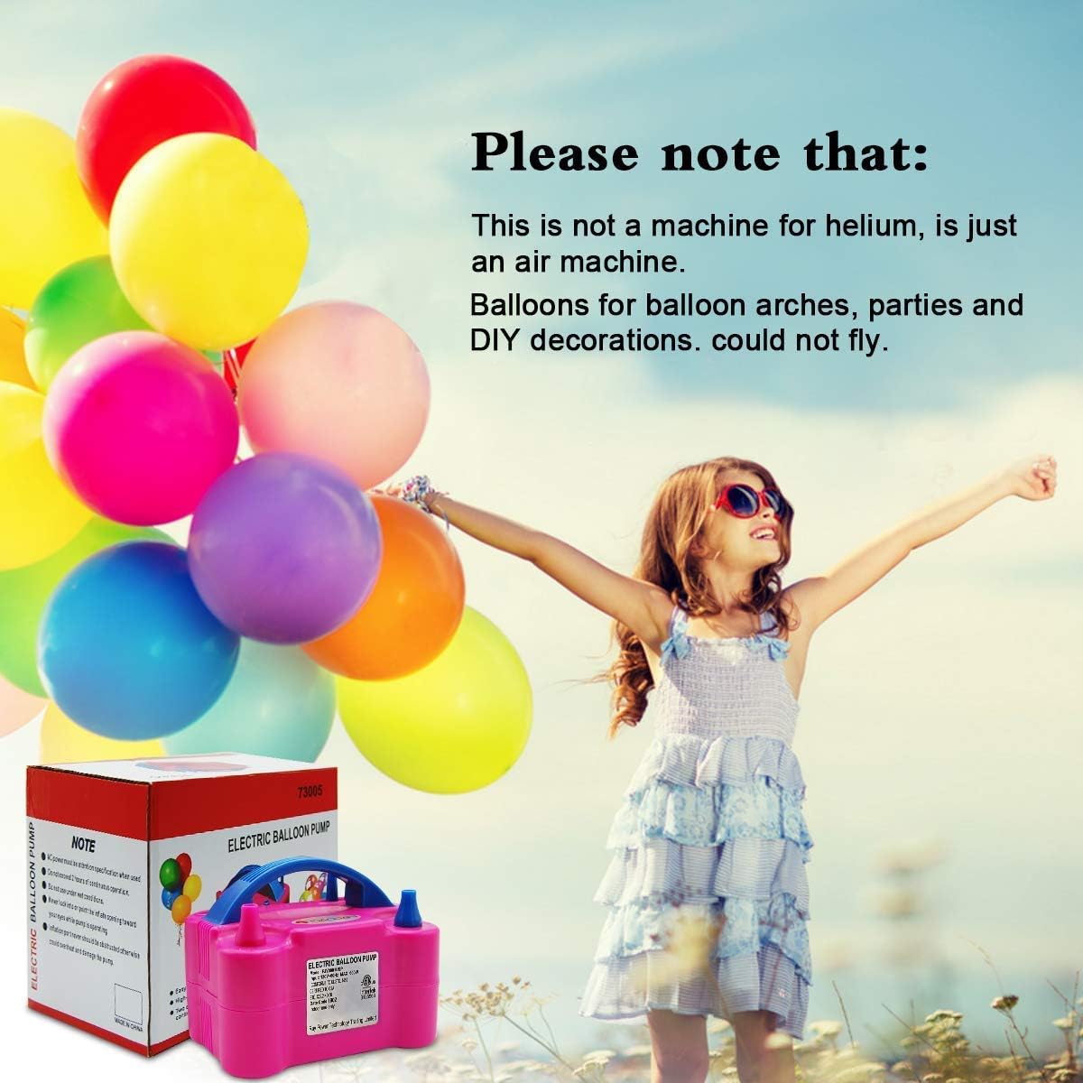 VIO Electric Balloon Pump, Dual Nozzle Portable Balloons Air Pump for Balloons, Balloon Garland, Party Decorations, Kids Birthday, Baby Shower, Party Supplies & Decorations