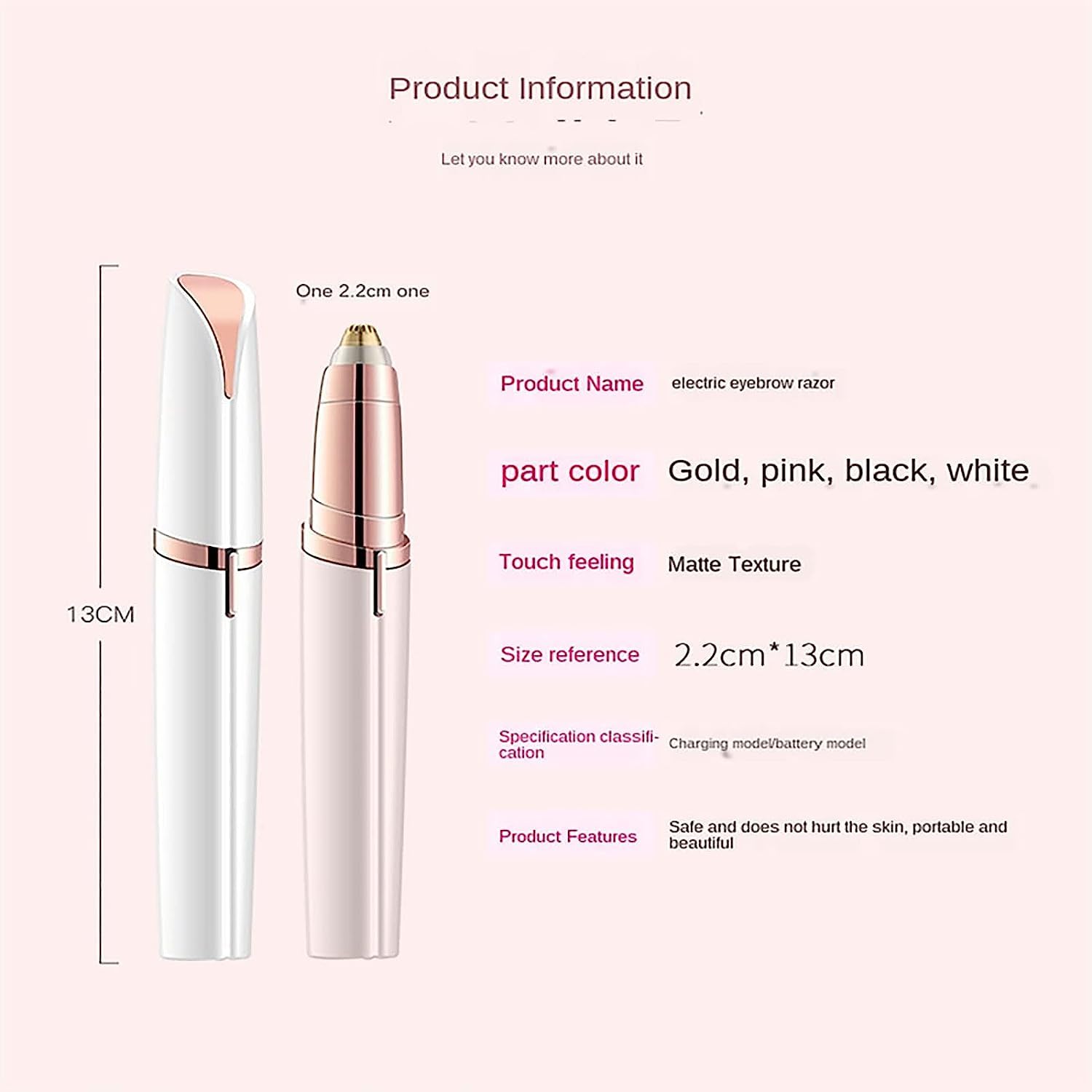 VIO Facial Women Hair Remover and Eyebrow Trimmer, Painless Precision Portable Razor for Face, Rechargeable Lipstick Style Trimmer for Lips, Nose, Chin and Facial Hair (Eyebrow Trimmer)