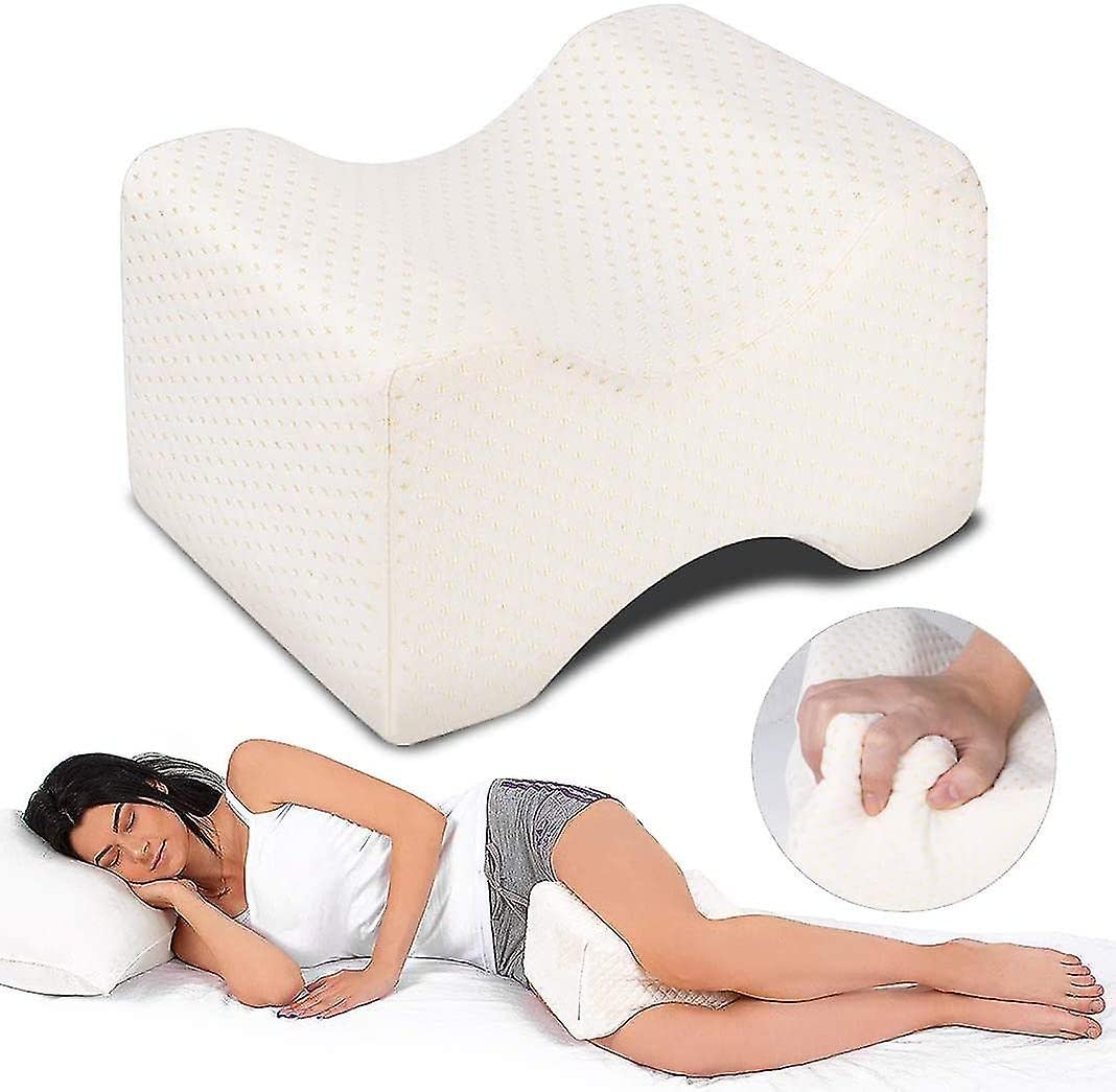 VIO Memory Foam Knee Pillow Orthopedic Leg Pillow Designed for Side Sleepers,Leg,Pregnancy,Back, Hip Pain Relief-Comfortable Pillow (White)