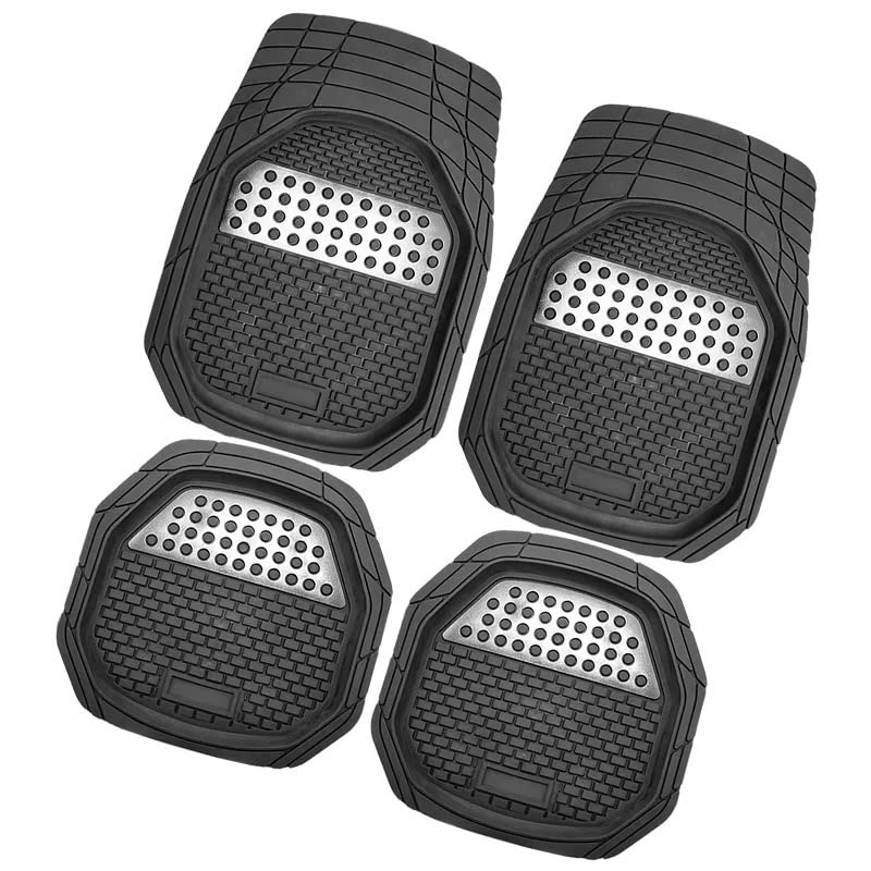 VIO Automotive Floor Mats Black Universal Fit Heavy Duty Rubber for all weather protection fits most Cars, SUVs, and Trucks, 4 Piece