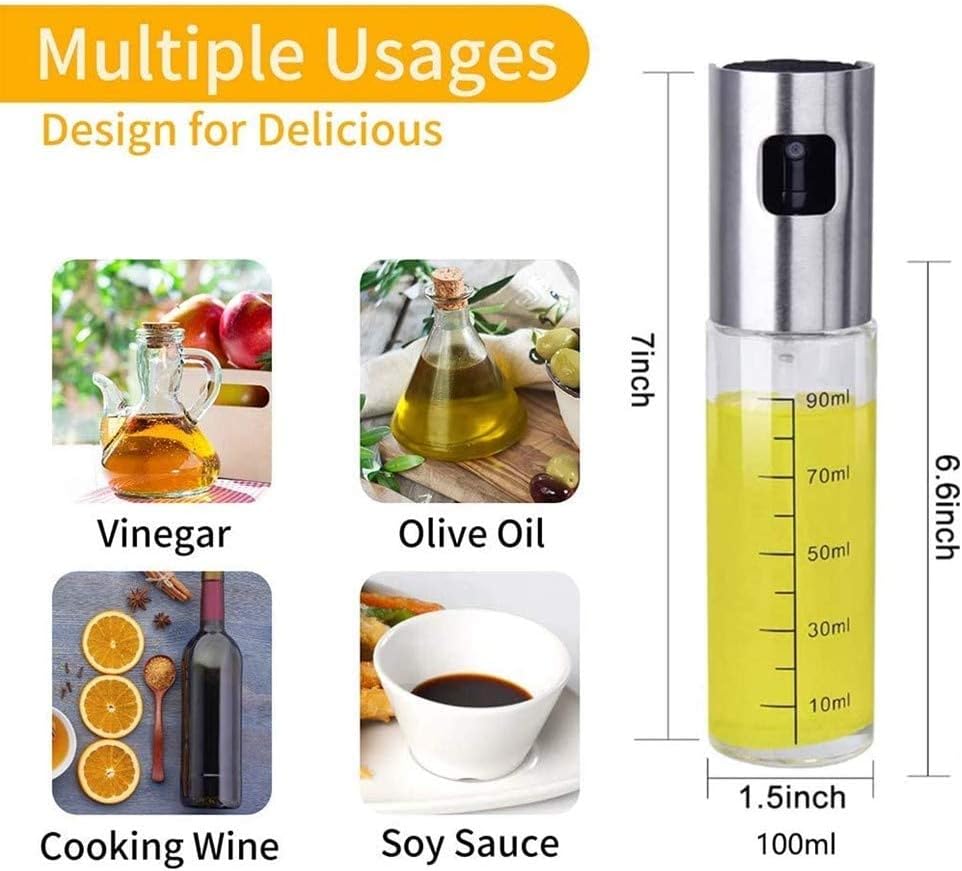 VIO Olive Oil Sprayer, Oil Dispenser Mister Oil Spray Bottle Oil Vinegar Glass Spritzer Dispenser for BBQ Salad Baking Roasting Grilling Frying (PACK OF 1)