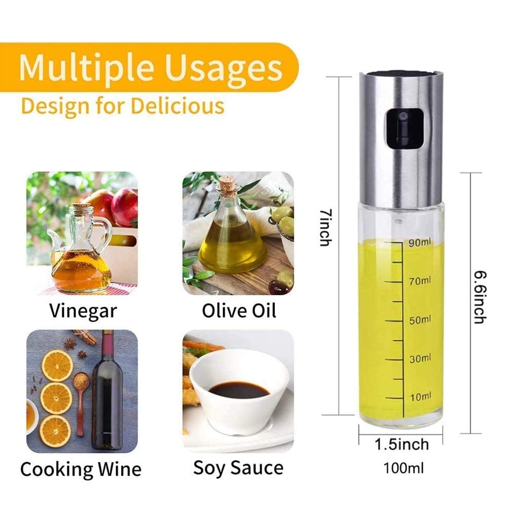 VIO Olive Oil Sprayer, Oil Dispenser Mister Oil Spray Bottle Oil Vinegar Glass Spritzer Dispenser for BBQ Salad Baking Roasting Grilling Frying (PACK OF 1)