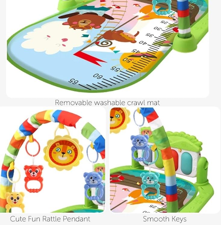 VIO Baby Activity Gym Mat, Baby Gym, Tummy Time Mat with Removable Toys, Easy-Carry Bar, Washable Padded Activity Mat, Play Gym for Newborn, Infants, Babies, Toddlers, Great Gift