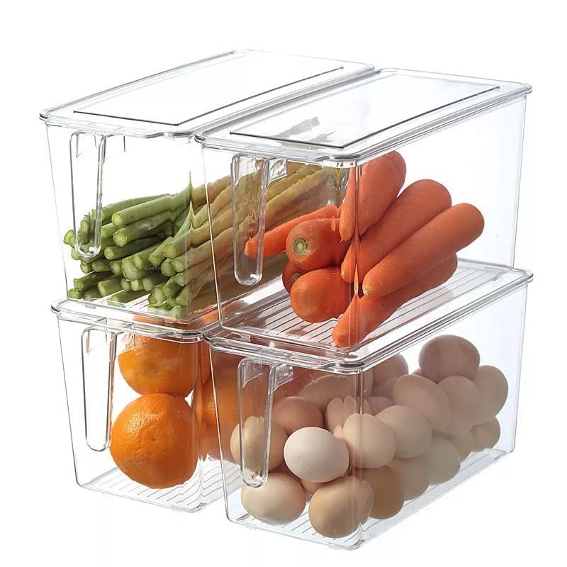VIO Handled Fridge Storage Bins, Food Storage plastic Containers Jars and Container Easy Snap Lids & Kitchen Organization (2)