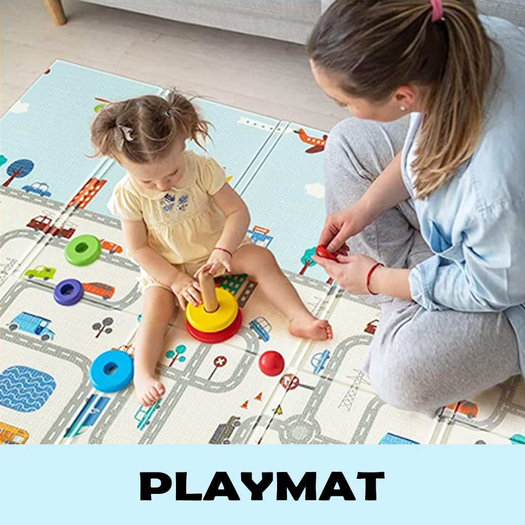 VIO Baby Play Mat, Extra Large Baby Crawling Mat, XPE Play Mat Foam Portable Waterproof Extra Large Foam Non-Slip Folding Mat Play Mat (198 x 148 x 1 cm) (Style A)