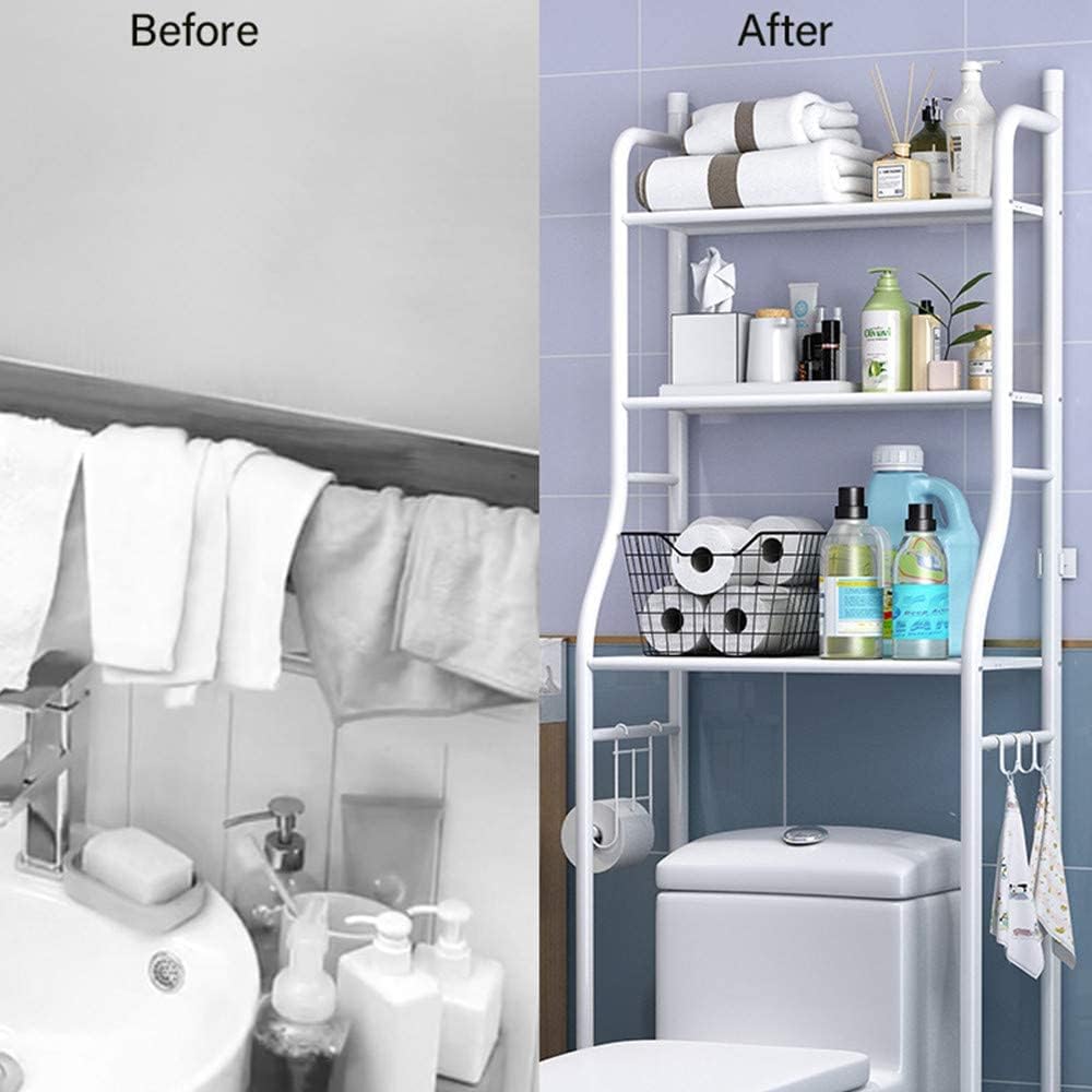 VIO Metal Toilet Cabinet Shelving Kitchen Bathroom Space Saver Shelf Organizer Holder (White)