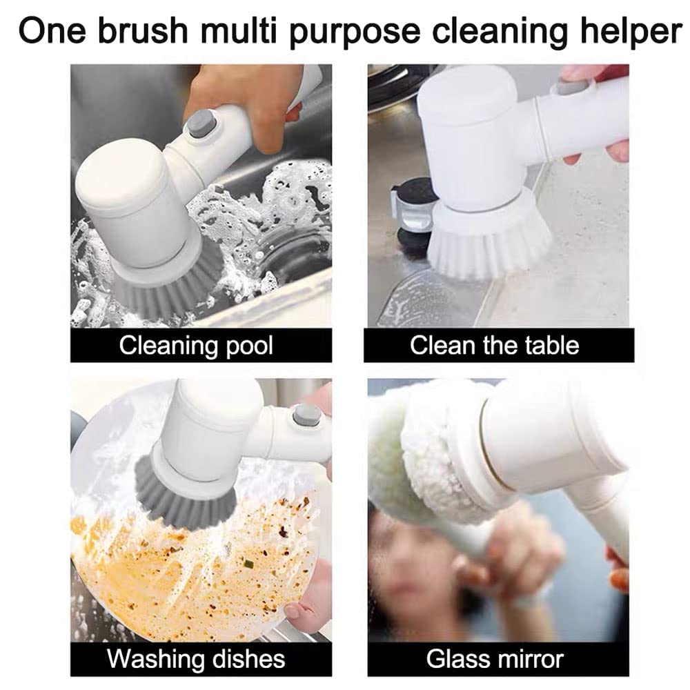 VIO Electric Cordless Handheld Scrubber，USB Rechargeable Spin Cleaning Brush with 3 Replaceable Scrubber Brushes Heads, Multifunctional Cleaning Tools for Kitchen Bathroom