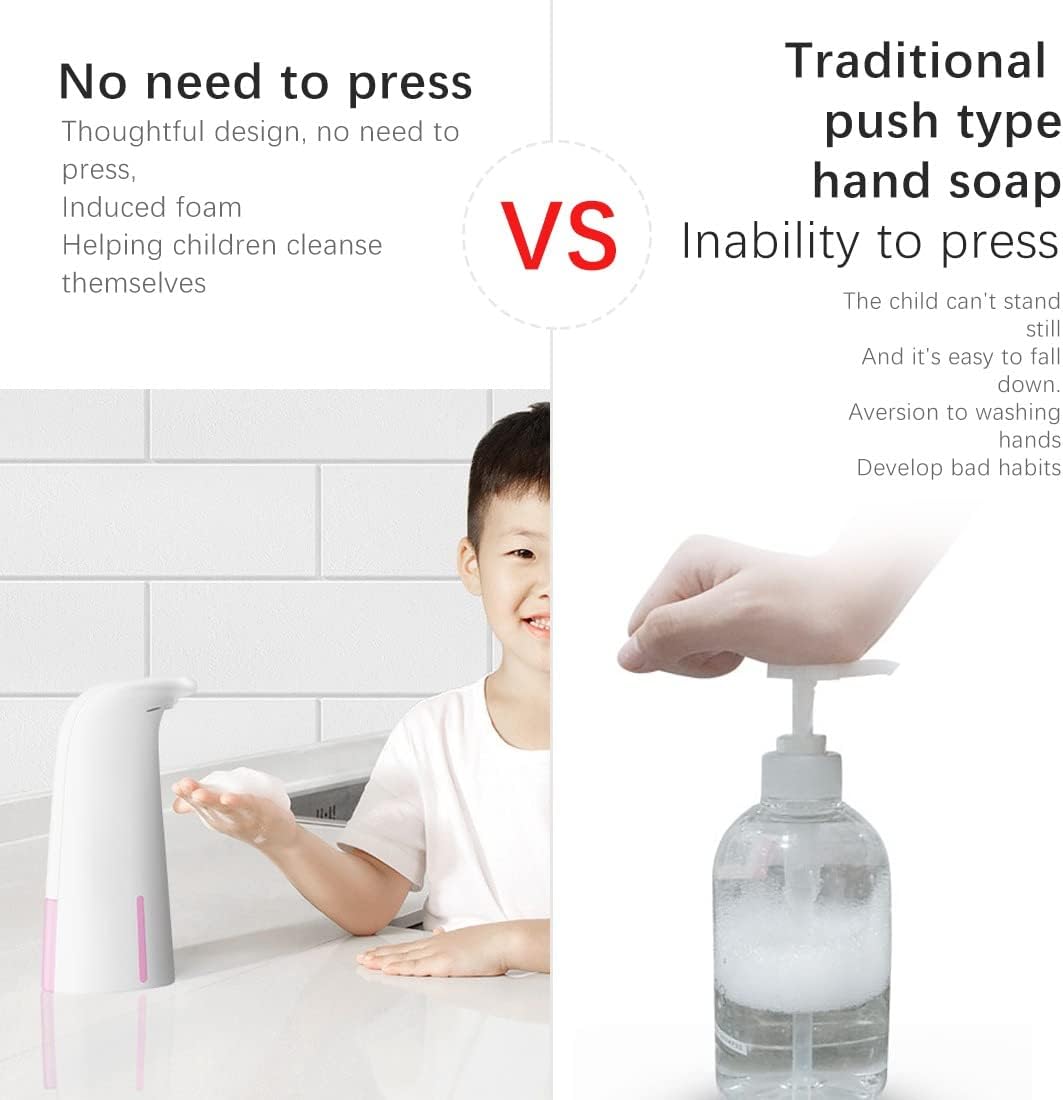 VIO 250ML Capacity Automatic Sensor Soap Dispenser, Touchless Infrared Foam Soap Dispenser Battery Hand Free Counter top Soap Dispensers