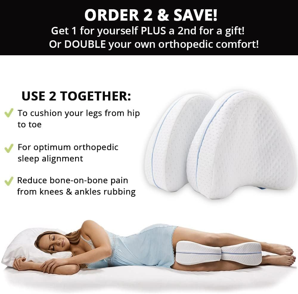 VIO Leg Pillow Side Sleeper, Sciatic Nerve Pain Relief Leg Pillow for Back Pain, Leg Pain, Hip, Pregnancy, Knee Support with Washable Cover