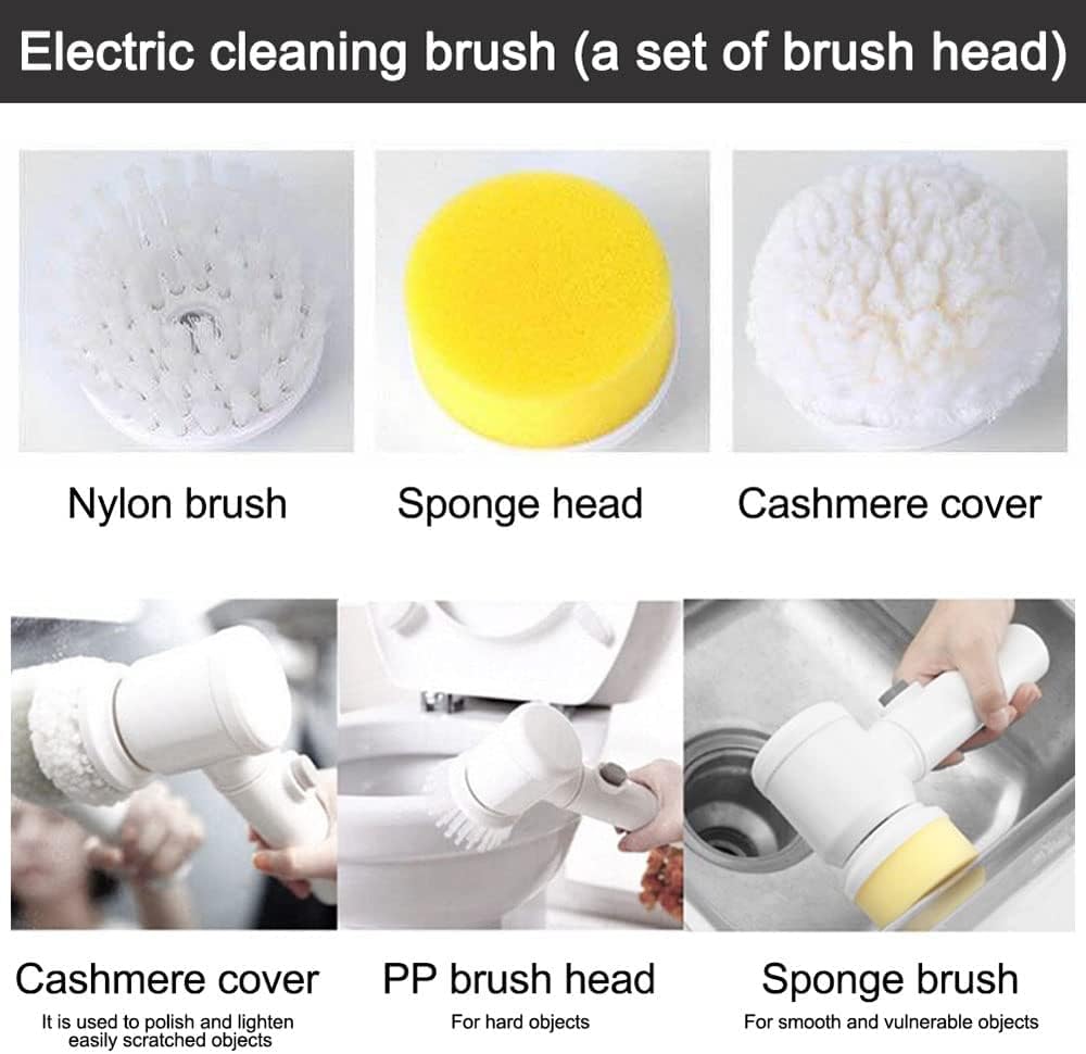 VIO Electric Cordless Handheld Scrubber，USB Rechargeable Spin Cleaning Brush with 3 Replaceable Scrubber Brushes Heads, Multifunctional Cleaning Tools for Kitchen Bathroom