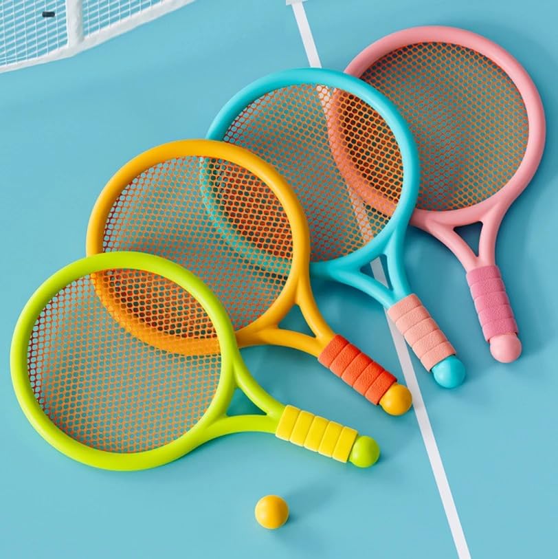 VIO Plastic Kids Training Racquet Set, Children’s Badminton, Boys and Girls Tennis Racquet Starter set with 2 Racquets, Beginner set for Indoor, Outdoor, Beach, Park (3 to 5 years)