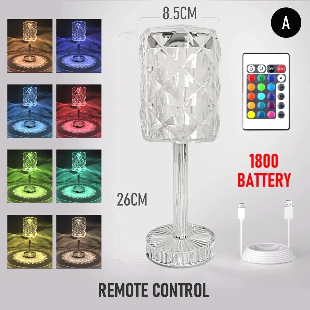VIO Crystal Lamp, Crystal Table Lamp With Remote Control- Rechargeable Crystal Diamond Table Lamp, Crystal Lamp Touch 16 Colour Changing Lamp/Diamond Light/Coolest Lamp For Room/Gifts