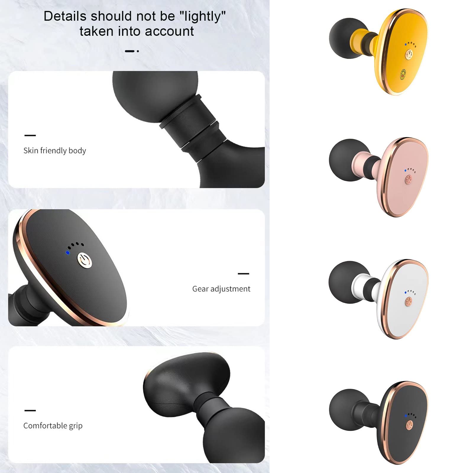 VIO Mini Massager For Neck Back Percussion Mini Muscle Massager Noise Reduction USB Rechargeable, Electric Massage Deep Tissue 5 Speeds (BLACK)