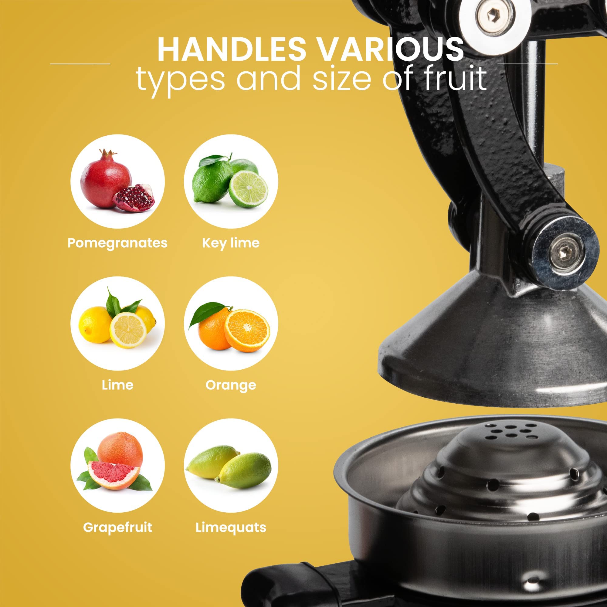 VIO Commercial Citrus Juicer Hand Press Manual Citrus and Orange Squeezer, Premium Quality Heavy Duty Manual Orange Juicer and Lime Squeezer Press Stand BLACK