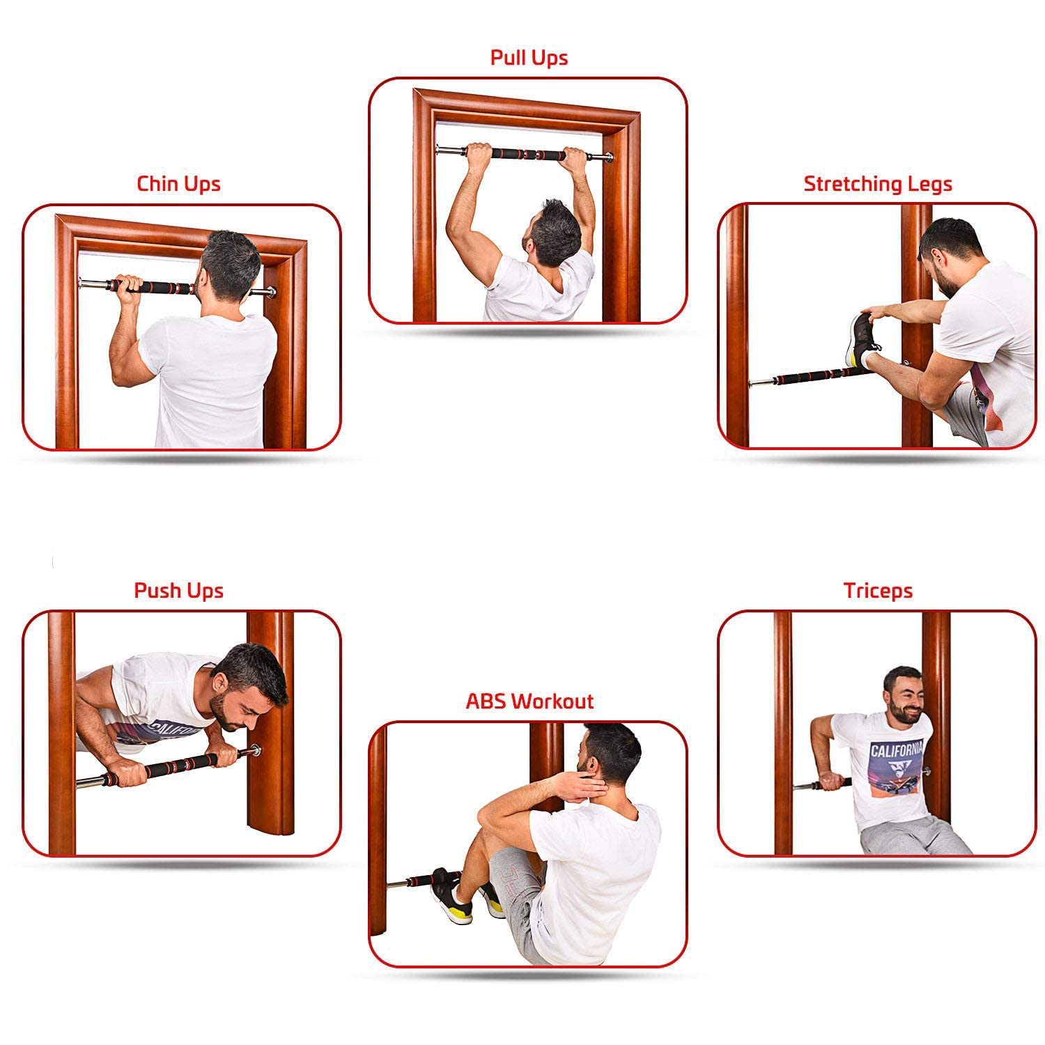 VIO Doorway Pull Up Bar, Adjustable Doorway Chin Up Bar with Comfort Foam Grips Fitness Door Way Horizontal Bar Home Gym Exercise Fitness Workout