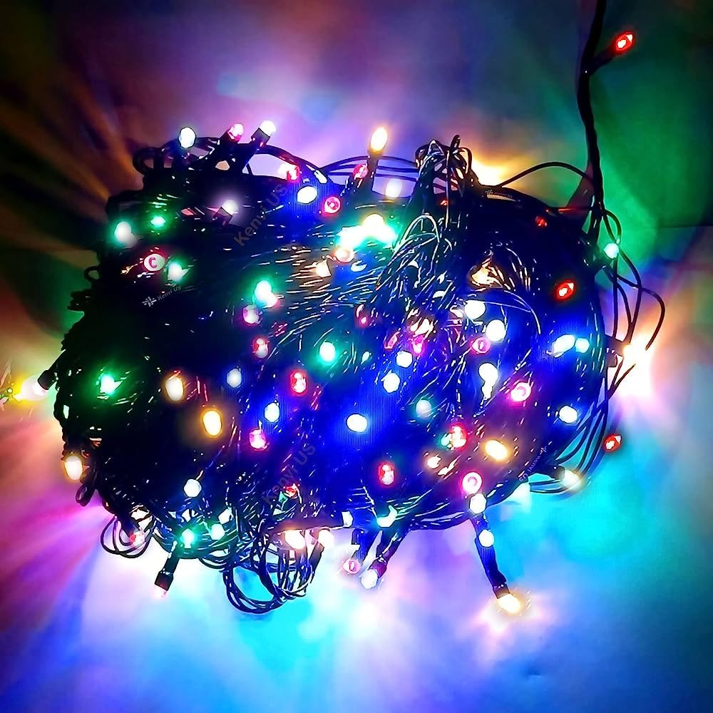 VIO 300 LED String Lights for Indoor and Outdoor Use, Colored Festive Lights, Plug-in Twinkle Lights for Trees, Room, Bedroom, Wedding, Birthday, Eid, Christmas, Diwali Decorations. (Multicolor)