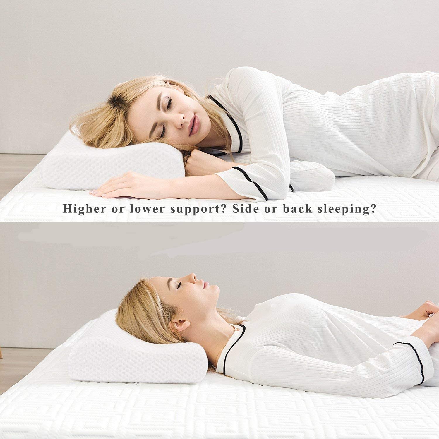 VIO Memory Foam Soft Pillow for Neck and Back Support Pillow Cervical Pillow for Neck Pain with Removable Zipper Cover