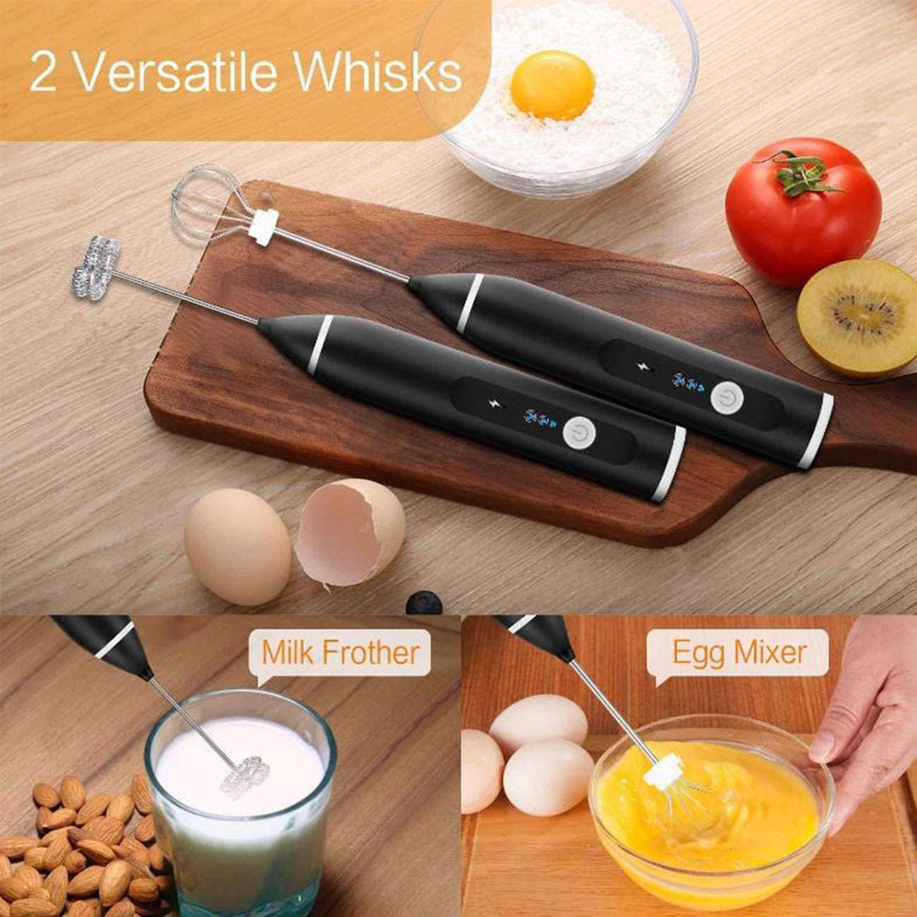 VIO Milk Frother Handheld, Rechargeable Electric Mixer for Coffee Drink, Foam Bread Maker, 3 Speed Adjustable Hand Held Mixer for Mini Whisk, Cappuccino Latte Hot Chocolate