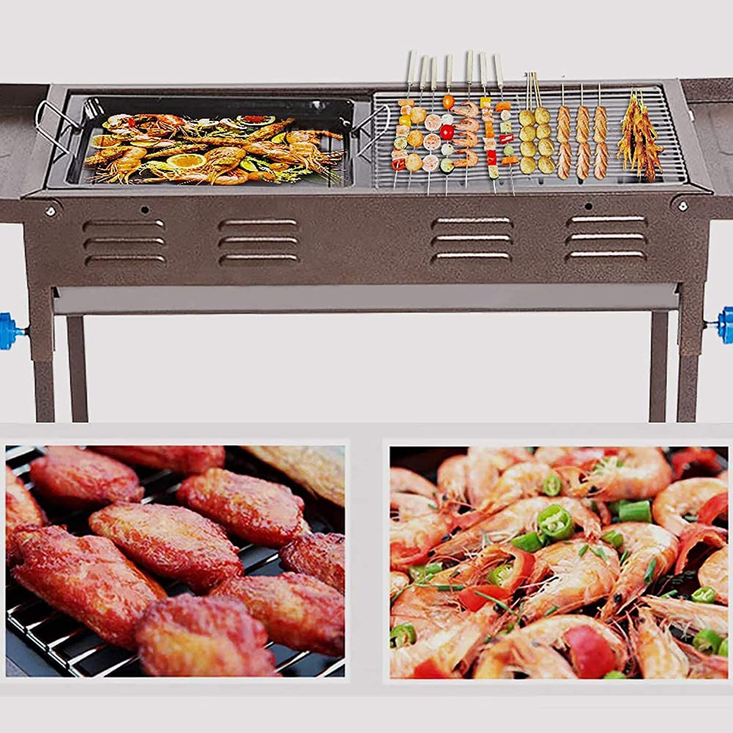 VIO Charcoal Grill Portable BBQ Grill Folding Barbecue Grill Charcoal Shish Kebab Grill Stainless Steel Camping Grill for Outdoor Picnic, Patio, Backyard & Camping, Suitable For 5-15 People