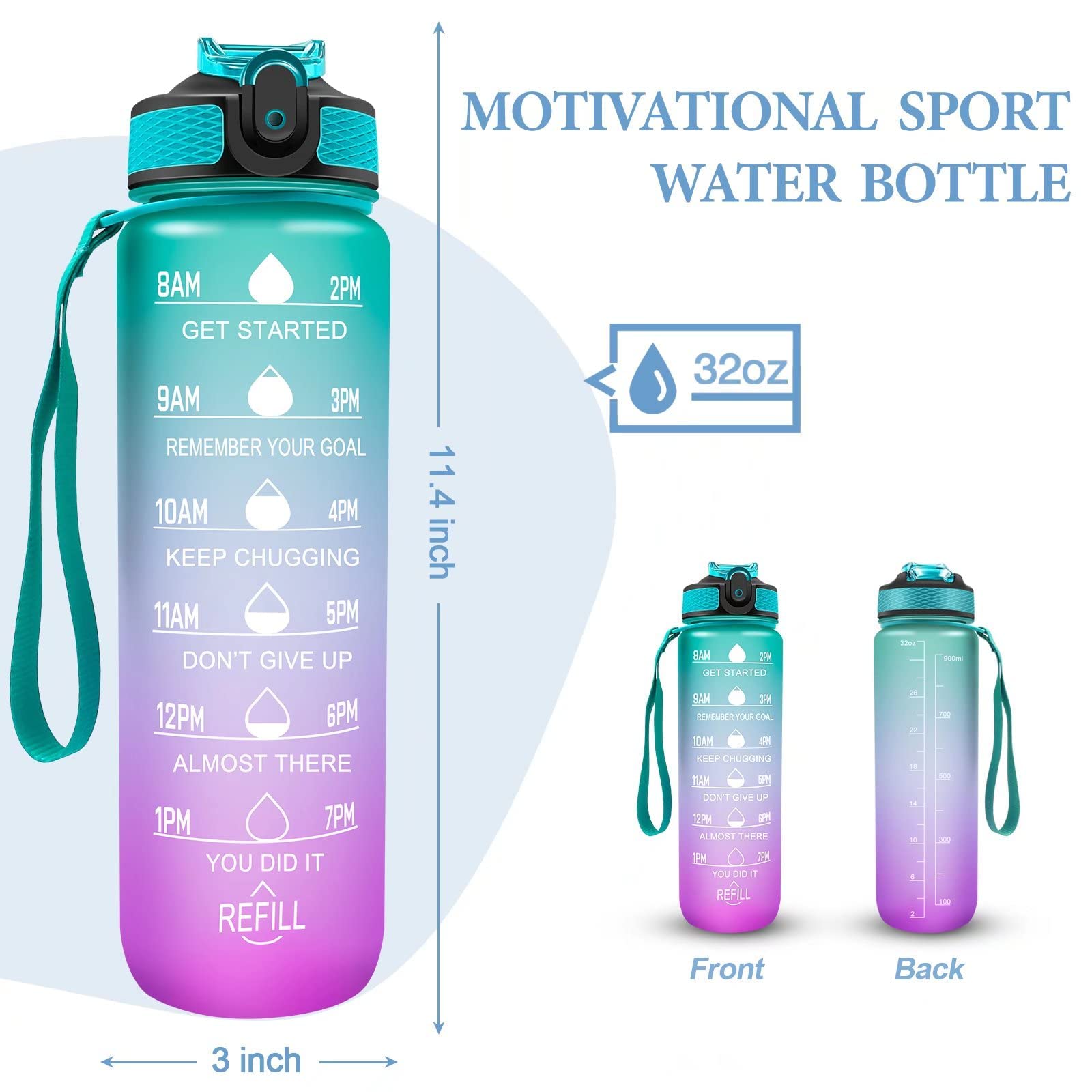 motivational bottle green purple