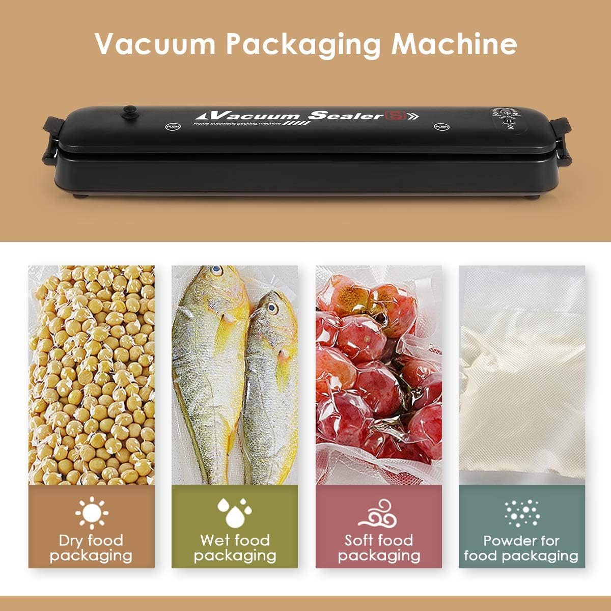 VIO Vacuum Sealer Machine, Automatic Food Sealer Machine Food Vacuum Air Sealing System for Food Preservation Storage Saver Easy to Clean
