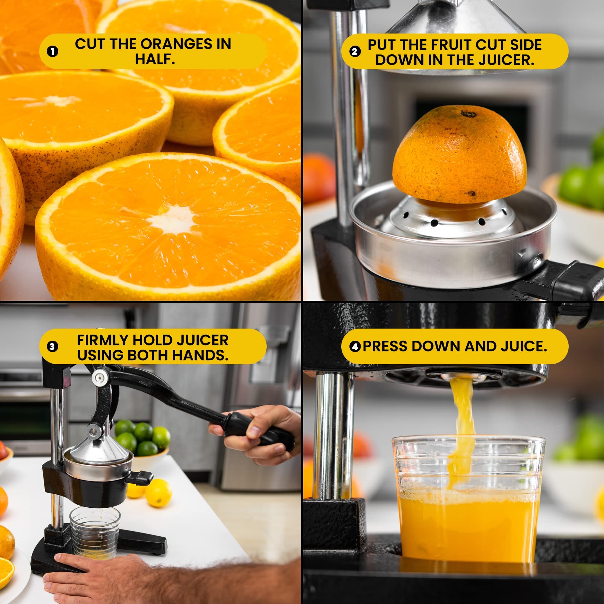 VIO Commercial Citrus Juicer Hand Press Manual Citrus and Orange Squeezer, Premium Quality Heavy Duty Manual Orange Juicer and Lime Squeezer Press Stand BLACK