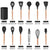 VIO Kitchen Utensil Set,12 Piece Cooking Utensils Set, Heat Resistant Cookware Set with Wooden Handle, Non-Stick Kitchen Utensils, Kitchen Set with Holder, Spatula Set with Spatula Tongs (BLACK)