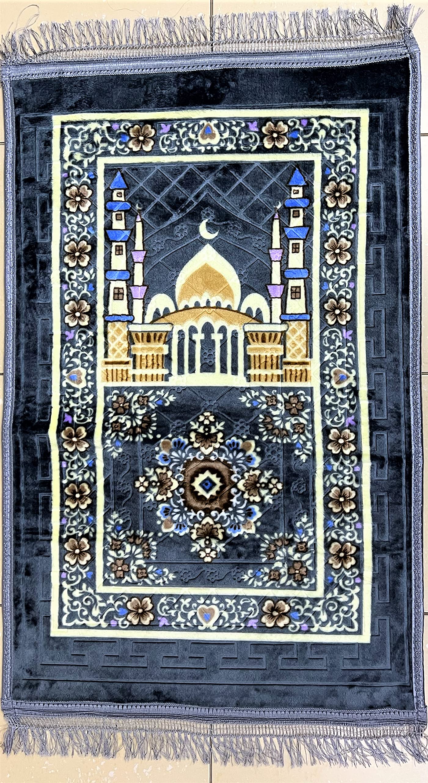 VIO Soft and Comfortable Prayer Mat, Jaanemaz Prayer Rug Jainemaz for Nemaz Pray Mat,Eid Gift, Umrah Gift, hajj Gift (GRAY)